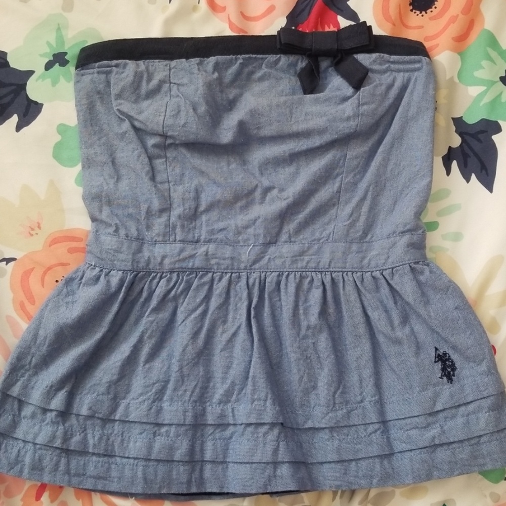U.S. Polo Assn. Strapless Chambray Top